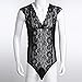 FEESHOW Sexy Men's One-Piece Sheer Lace Sissy Lingerie See Through Bodysuit Jumpsuit Sleepwear Nightwear Black X-Large
