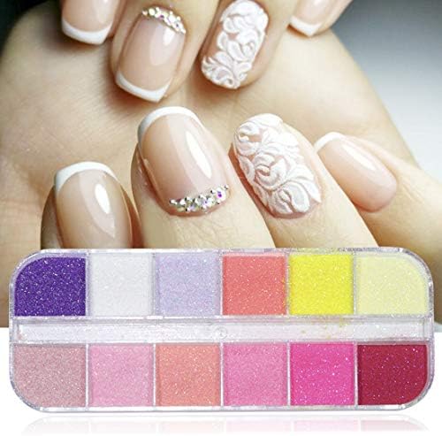 12 Grids Mixed Nail Glitter Mirror Sugar Sequin Powder For Gel Flakes Manicure Tips Nail Art Mermaid Pigment CH097 TY-1