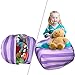 Stuffed Animal Storage Bean Bag Chair | Perfect Storage Solution For Extra Blankets / Pillows / Covers / Towels / Clothes | by Wonderfix (Purple)