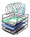 EasyPAG Stackable 3 Tier Desk Organizer Tray Organizer with 5 Sorters,Black