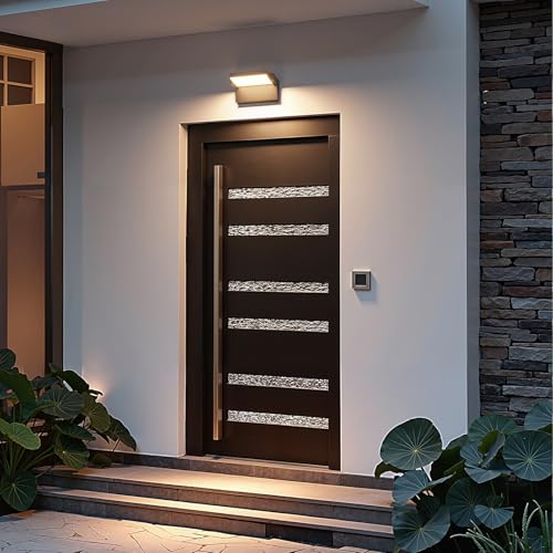 Klighten 35W Indoor Outdoor Wall Light IP65, LED Wall Lights Adjustable Modern Aluminium Wall Lamps for Entrance Terrace Gardens, 2500 Lumens, Anthracite, Warm White 3000K