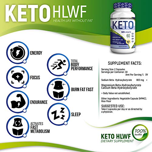 Keto Diet Pills - BHB Keto Capsules | Advanced Weight Loss Supplement | Ketogenic Carb Blocker and Natural Appetite Suppressant | Promotes Focus, Energy, Fat Burning/ 60 Keto Pills