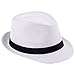 Elee Unisex Kids Straw Trilby Fedora Cap Jazz Hat Short Brim Sunhat (#1 White)