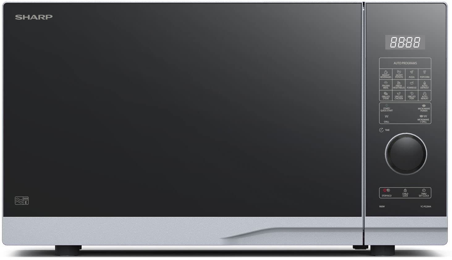 SHARP-YC-PG284AE-S-Microondas-con-grill-900-W-28-L-10-niveles-de-potencia-funcion-eco-descongelacion-seguridad