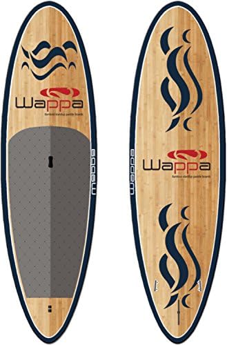Bamboo Stand Up Paddle Board by Wappa, OLAS Set, (11 Feet) Wide Stance Rounded Pintail SUP, CB1 Adjustable Bamboo Carbon Fiber Paddle, FCS Honeycomb Fins, Free ebook (Ocean Blue)