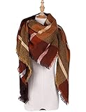 Warm Tartan Scarf Blanket for Women Lady Oversized Plaid Pashmina Soft Wrap Shawl