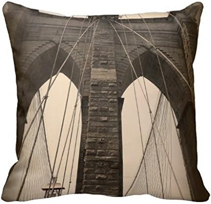 Vintage Sepia Brooklyn Bridge Throw Pillow Case