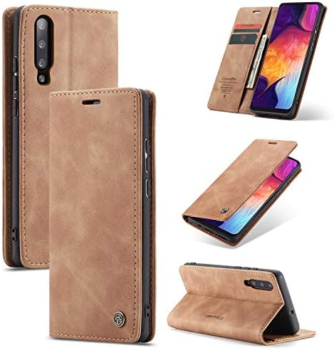 COPAAD Samsung Galaxy A50 / A50S / A30S Wallet Case, Vintage Style Matte Texture Soft Leather Magnetic Flip Protective Cover Case with Kickstand and Card Holder Slots for Galaxy A50/A50S/A30S, Brown