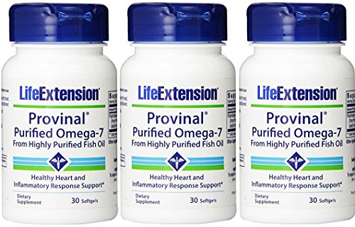 Life Extension Provinal Purified Omega-7, 30 Softgel 210 mg (Pack of 3)
