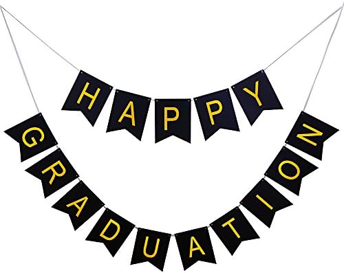 AHAYA Graduation Banner, HAPPY GRADUATION 2018 Graduation Party Decorations, Gold and Black Graduation Party Supplies. Free Printable Graduation Party Planning Checklist. NO ASSEMBLY REQUIRED!