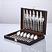 HOBO 24 Piece Flatware Set, Dinnerware Set Service for 6, Kitchen Utensil Set with Knife, Fork, Spoon, Teaspoon, Use for Home, Kitchen with Wooden Gift Box (Silver)