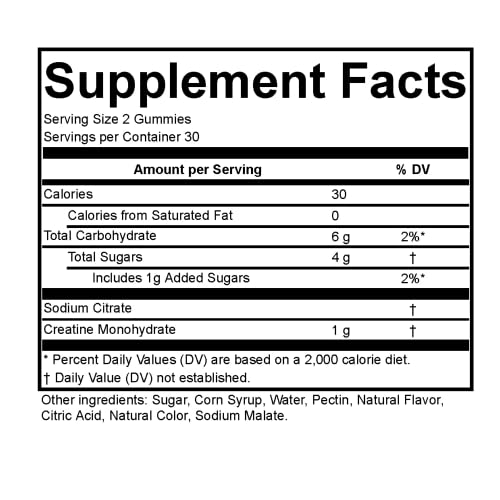 Bizi CREATINE Gummies for Men & Women 1000mg per Serving Blue