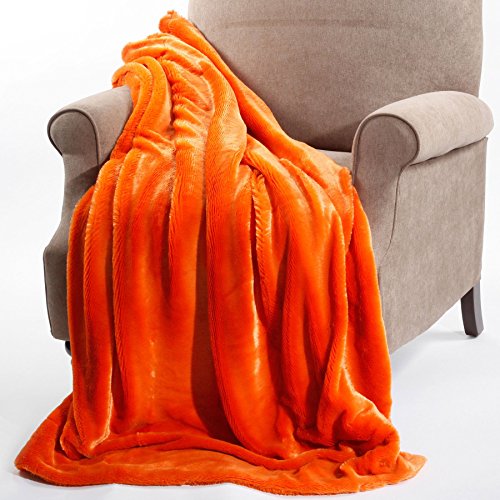 BOON Plain Faux Fur Throw Couch Cover Sofa Blanket, 50" x 60", Burnt
