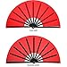 Maitys 2 Pcs Large Folding Fan Handheld Nylon Cloth Foldable Hand Fan Chinese Kung Fu Fan Festival Decoration for Party Favors(Red, Simple Pattern)