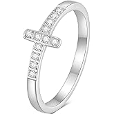 Jude Jewelers Stainless Steel Sideways Cross Christian Cross Eternity Wedding Band Ring