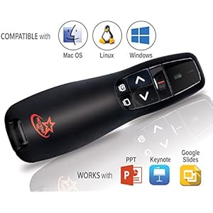 Red Star Tec Wireless Powerpoint and Keynote Presentation Remote Clicker PR-819 (Black, 1 Pack)