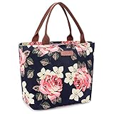LOKASS Lunch Bag Cooler Bag Food Insulated Bag Lunch Box Tote Bag Picnic Heat Preservation Cold Bag for Women Adults Work Office (Peony)
