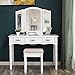 SONGMICS Vanity Set, 3 Large Drawers, Tri Folding Mirror, Make-up Dressing Table with Cushioned Stool, Easy Assembly, Gift for Mom White