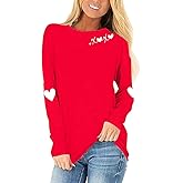 SurBepo Valentines Shirts for Women Love Heart Printed Long Sleeve T-Shirts Raglan Tops