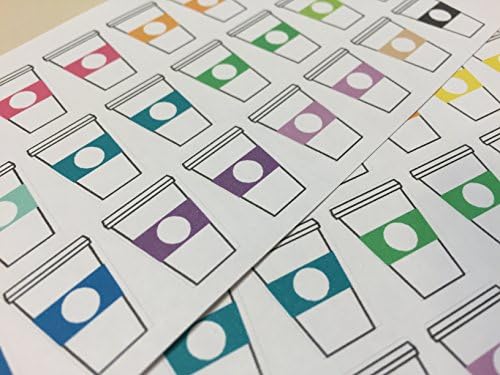 Planner Glitz 4 Sheets Decorative Planner Stickers - Coffee Cups Multicolored, Starbucks Inspired