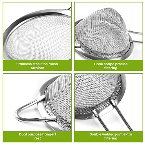 Kafoor Set of 2 Stainless Steel Mesh Strainers for Kitchen 5.5 inch