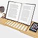 Bamboo Bathtub Tray - Wood Bath Caddy with Book, Phone, or Tablet Rest, Cup Holder, and Extended Sides for Bath Accessories by Home-Complete (Natural)