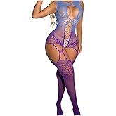 Fishnet Lingerie Bodysuit for Women - Plus Size Fish Net Mesh Dress Stripper Outfits Sexy Chemise Teddy Naughty Mesh Lingerie