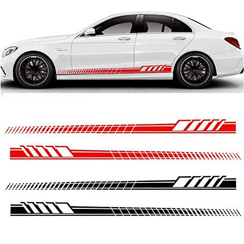 i-VIVIAN Universal Sports Racing Stripe Graphic Stickers and Decals for Truck Auto Car Body Side Door (Red-2) - Thumbnail 3