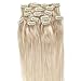 Grammy Blonde Clips in Hair Extensions 20 Inch 7pcs Remy Human Hair 70g with Clips (20inch, #60 Platinum Blonde)