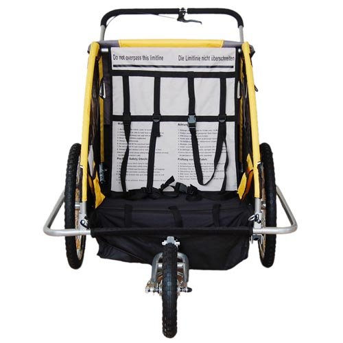 Vector 2-In-1, 2 Seater Baby Stroller Jogger/Bicycle Trailer With Pivot Wheel and Break on Handle (Yellow) 3130802