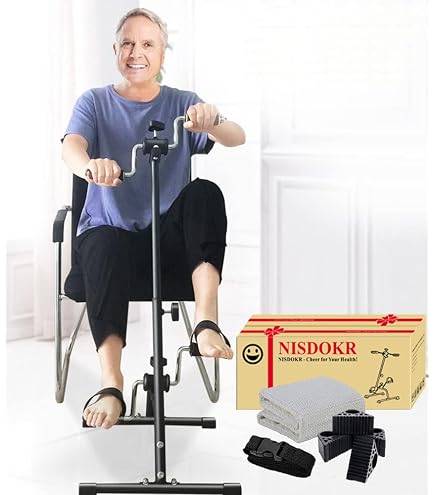 Elderly Exercise Bike for Seniors, Adjustable Pedal Exerciser for Arm and Legs, Home Use Portable Stationary Bike with Tension Knob for Physical Therapy & Rehabilitation Black : Sports & Outdoors