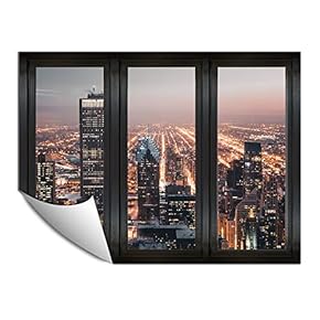 Wall Paper Small Wall Mural City at Night Wall Art Removable Wall Decoration for Bedroom Living Room - 24x32 inches
