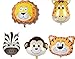 King's Store,5pc Jungle Animals Balloons Birthday Party Decorations Lion Tiger Monkey Zebra The Giraffe