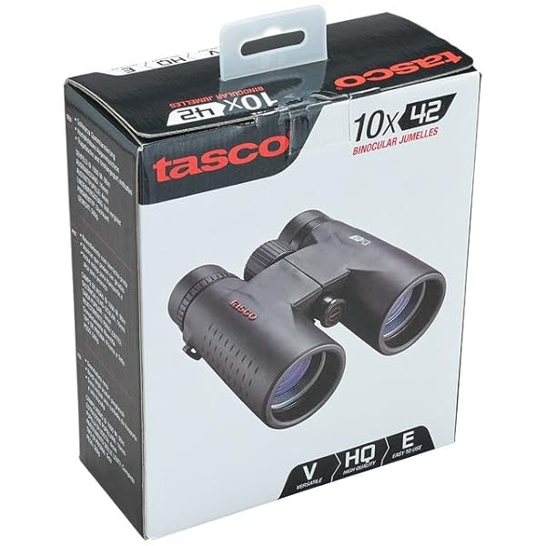 TASCO ES10X42 ESSENTIALS BINOCULARS, 10X42MM, ROOF PRISM MC, BLACK