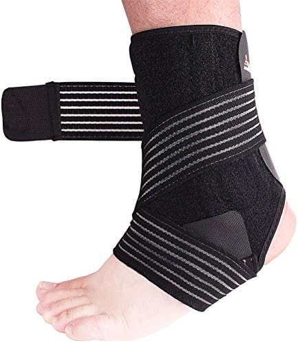 Ankle Support Brace Fitness Compression Wrap Support with Adjustable Strap for Mens Women Running, Basketball, Walking, Jogging, Hiking (black)