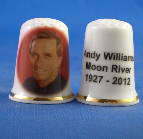 Porcelain China Collectable Thimble -- Andy Williams with Free Gift Box