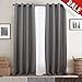jinchan Linen Textured Curtains 84 Inch Length 2 Panels for Living Room Grommet Top Dark Grey Room Darkening Drapes for Bedroom Thermal Insulated Window Curtain Set Dark Grey