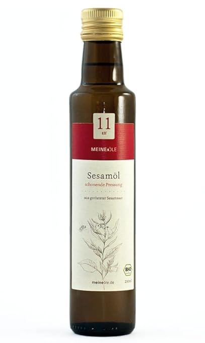 Meineöle Bio Sesamöl, schonend in Deutschland gepresst, Sesamsaat aus ökologischem Landbau, aus gerösteter Sesamsaat, Ideal f