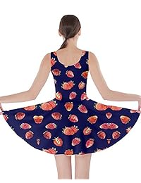 CowCow Vestido de verano para mujer, aguacate, coco, papaya, limón, fresa, frutas, verduras, patinador, XS-5XL