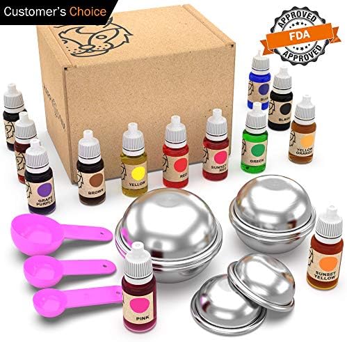 Organic Bath Bomb Coloring for Soap Making Supplies, Skin Safe Coloring Slime Ideal for Crafting Mold and Container, Includes 13 Colors, Molds and Gloves with e-Bonus; Great DIY Gift Idea