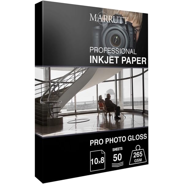 Marrutt 265gsm Pro Photo Gloss Inkjet Paper: 10" x 8" - 50 Sheets