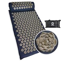 Acupressure Mat and Pillow Set, Kowth® Wellness Therapy Acupuncture Mats and Pillow for Back/Neck Pain Relief and Muscle Relaxation, Sciatic Pain,Insomnia, Comes in a Carry Bag (Black)