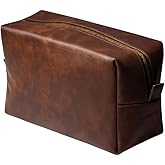 RUBAB MEN Premium Toiletry Kit Bag | Waterproof Vegan Leather Pouch for Men & Women | Cosmetics & Grooming Travel Organiser & Toiletries Bag | Tan Shade