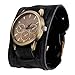 Creazy Retro Punk Rock Brown Big Wide Leather Bracelet Cuff Men Watch Cool
