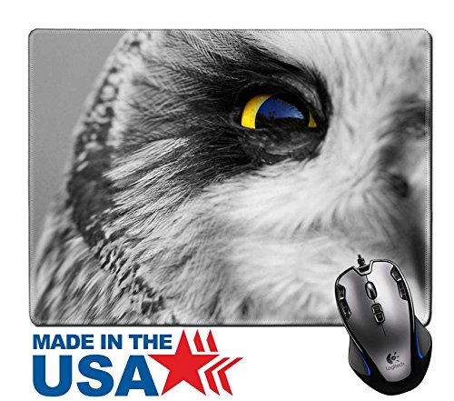 MSD Natural Rubber Mouse Pad/Mat with Stitched Edges 9.8â€ x 7.9â€ IMAGE ID: 12206064 Portrait of the Short eared Owl Asio flammeus