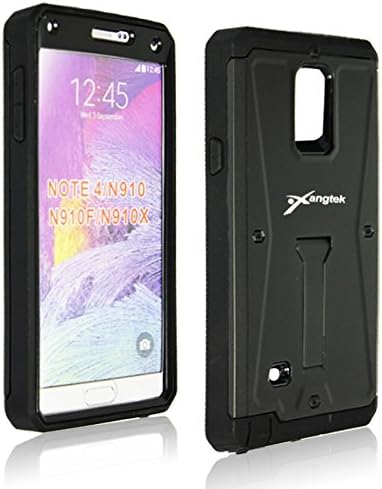 Samsung Galaxy Note 4 Phone Case, Xangtek Shockproof Armor Tank Case with Kickstand and Built-In Anti-Scratch Screen Protector for Samsung Galaxy Note 4. (Black)