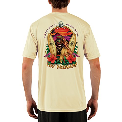 SAND.SALT.SURF.SUN.Tiki Men's UPF 50+ UV Sun Protection Performance Short Sleeve T-Shirt XXX-Large Pale Yellow