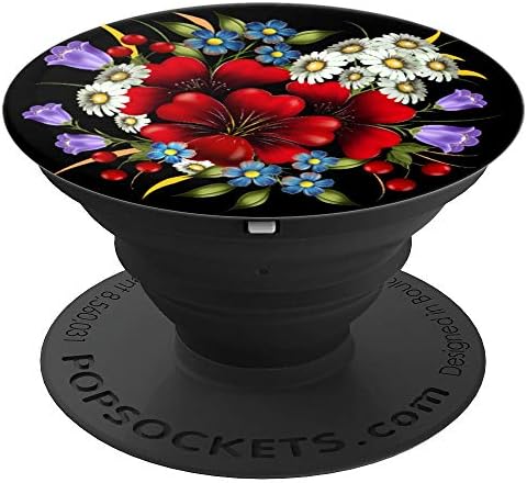 Red Flowers, Floral, Artwork, Colorful, Nature, Pop-Socket PopSockets PopGrip: Swappable Grip for Phones & Tablets