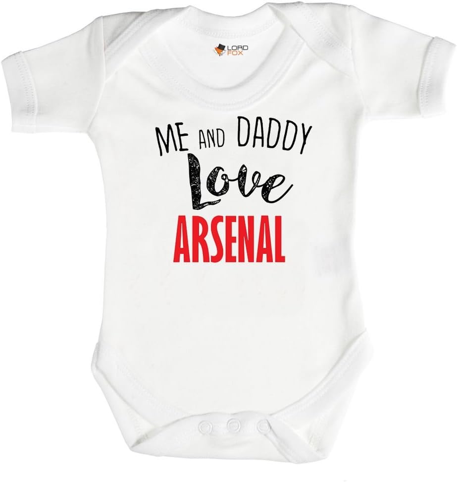 12-18 Months Babygrow Me and Daddy Love Arsenal Baby Grows Suit Boys Bodysuit Gunners Gooners Vest