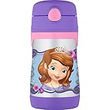 Thermos Vacuum Insulated Stainless Steel 10-Ounce Straw Bottle, Sofia The First